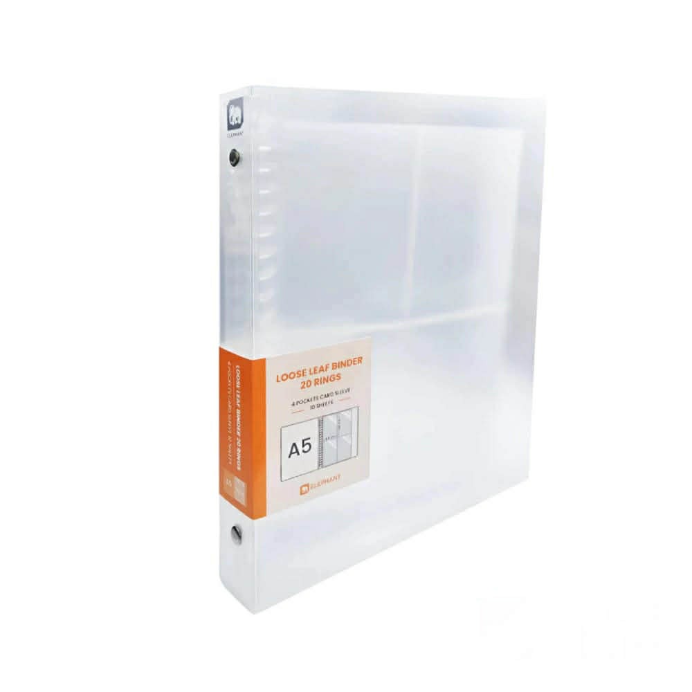 แฟ้มพลาสติก 20 ห่วง ใส่การ์ด A5 ตราช้าง Elephant