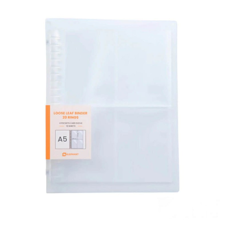 แฟ้มพลาสติก 20 ห่วง ใส่การ์ด A5 ตราช้าง Elephant