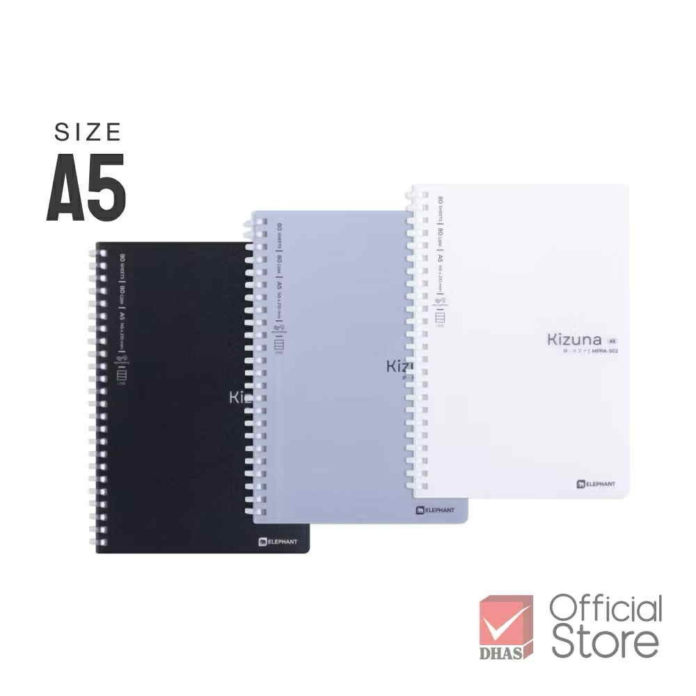 สมุดสันห่วงพลาสติก A5 และ B5 ตราช้าง Kizuna