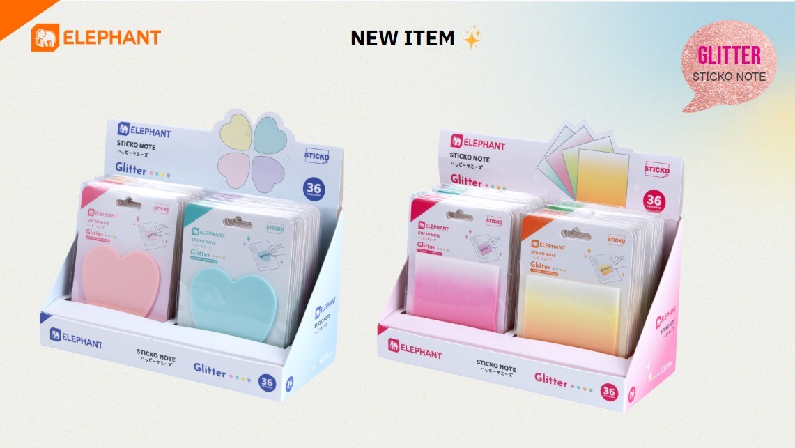 Sticko Note Glitter กระดาษโน๊ตกาวในตัว กลิตเตอร์ ตราช้าง Elephant