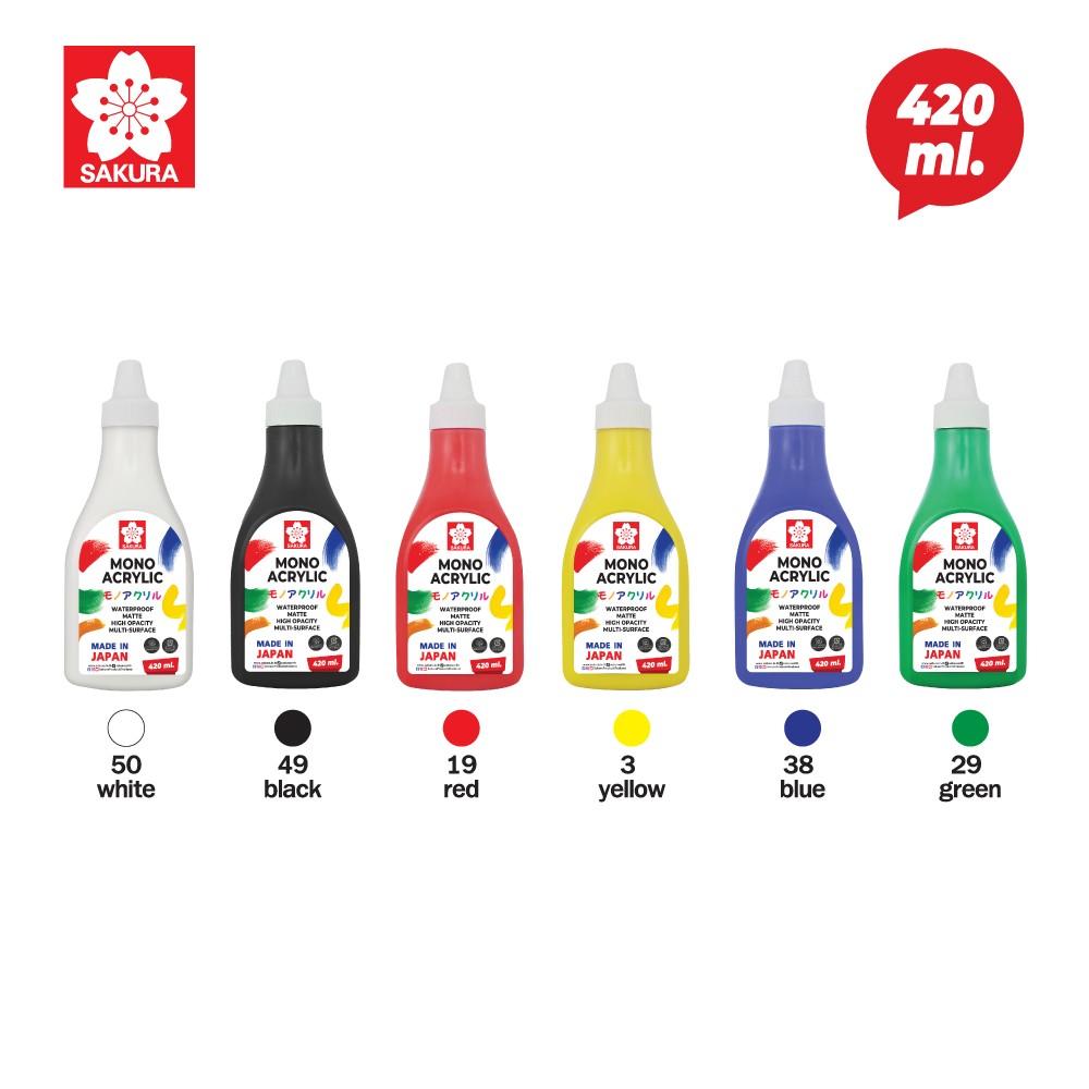สีอะคริลิค SAKURA WaterProof Mono Acrylic Color ขนาด 420ml.