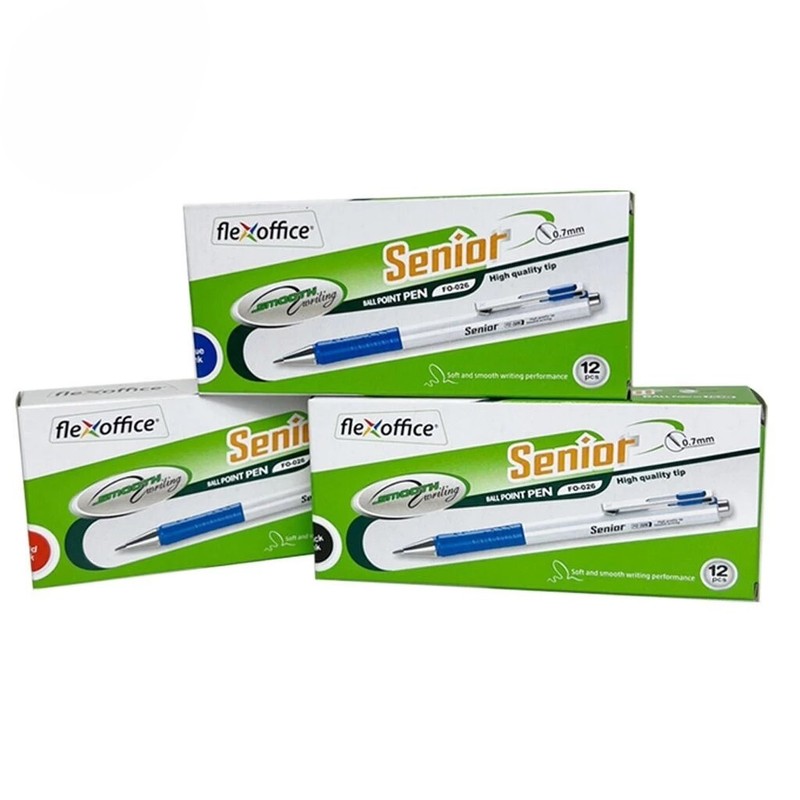 (1กล่อง/12ด้าม) ปากกาลูกลื่น Ballpoint Pen Flexoffice Senior (FO-026)  ขนาด 0.7 มม.