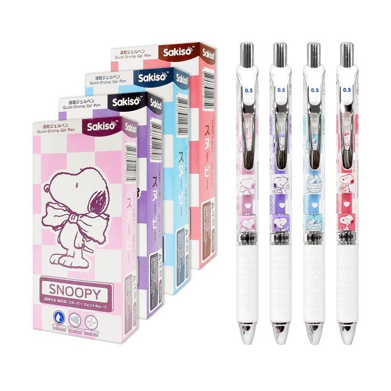 (1กล่อง/12ด้าม) Sakiso ปากกาเจลแห้งไว Peanut Snoopy 0.5 mm