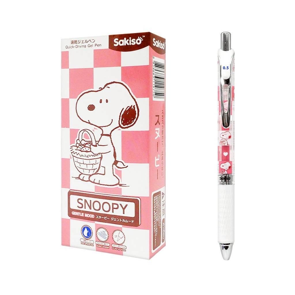 (1กล่อง/12ด้าม) Sakiso ปากกาเจลแห้งไว Peanut Snoopy 0.5 mm