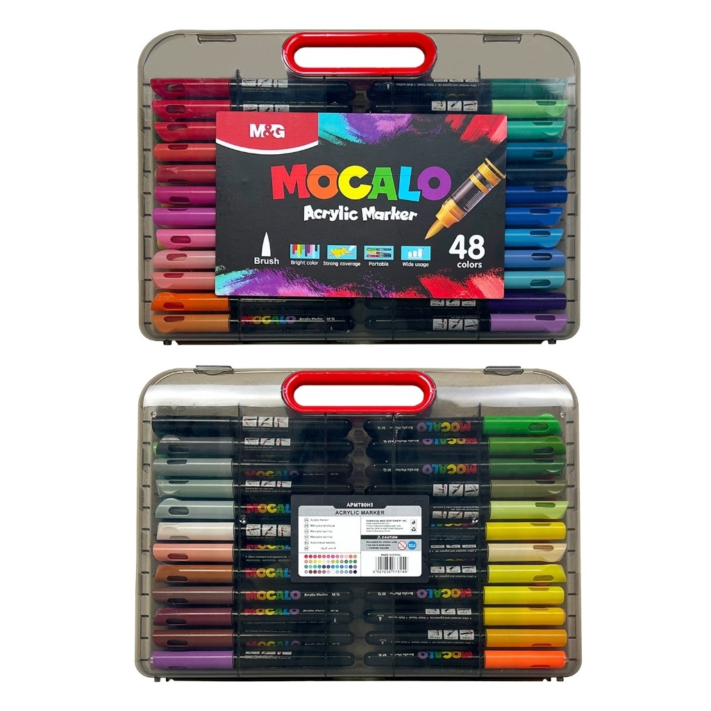 MOCALO M&G ชุดปากกาอะคริลิค Acrylic Marker Set รุ่น APMT80G3 หัวพู่กัน