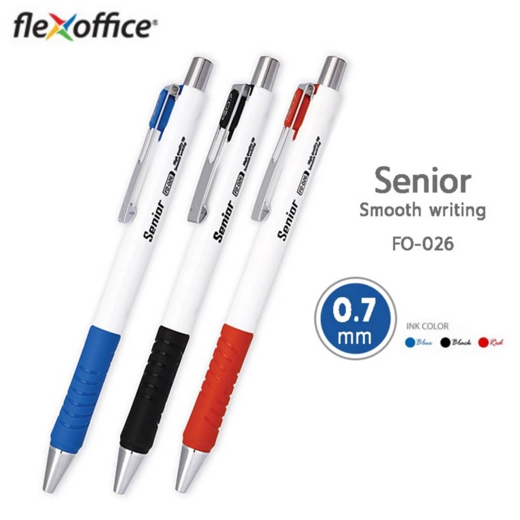 (1กล่อง/12ด้าม) ปากกาลูกลื่น Ballpoint Pen Flexoffice Senior (FO-026)  ขนาด 0.7 มม.