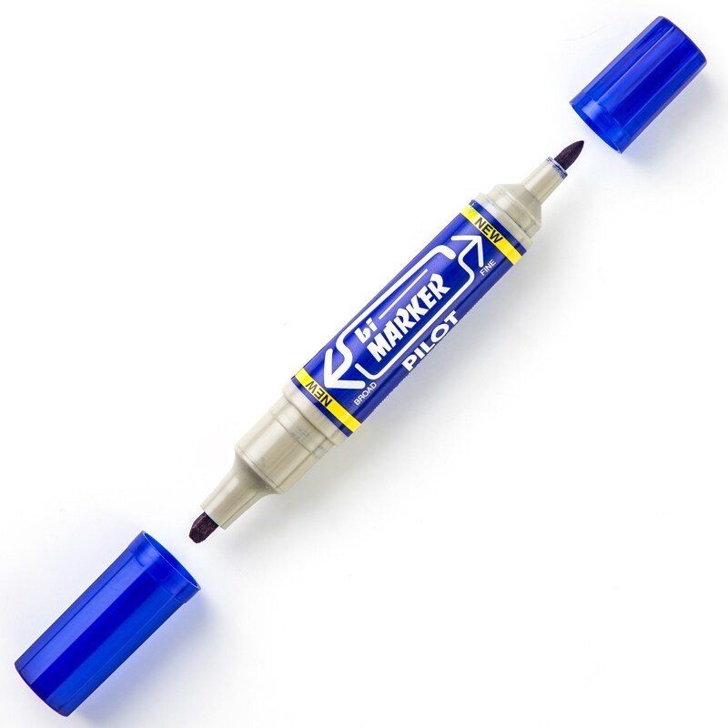 (1กล่อง/12ด้าม) PILOT ปากกามาร์คเกอร์ 2 หัว น้ำเงิน ดำ แดง Permanent Marker Bi-Marker