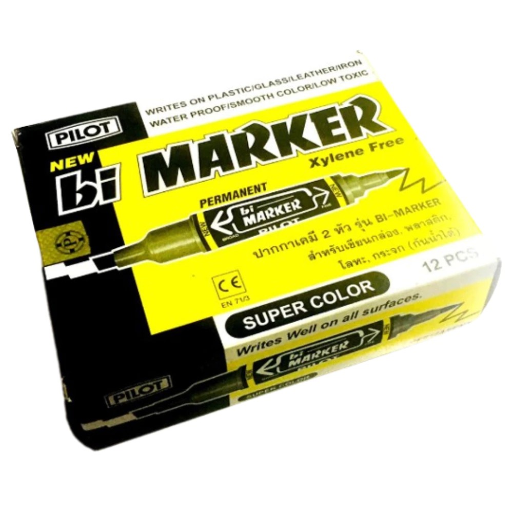 (1กล่อง/12ด้าม) PILOT ปากกามาร์คเกอร์ 2 หัว น้ำเงิน ดำ แดง Permanent Marker Bi-Marker