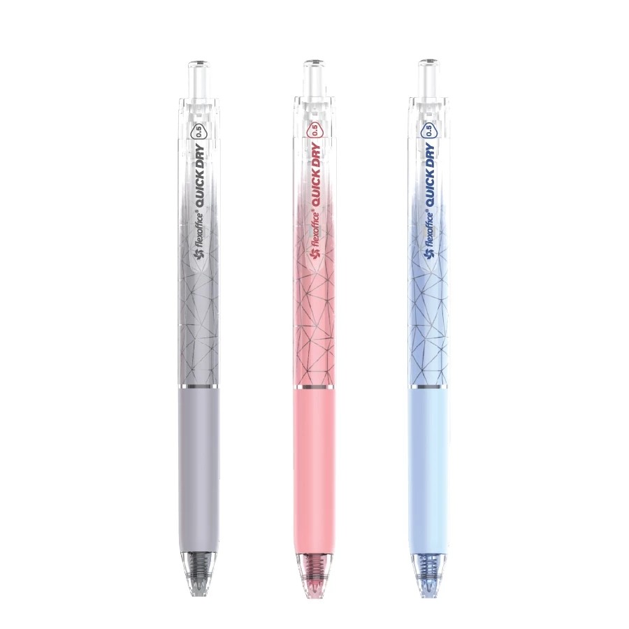 (กล่อง10ด้าม) Flexoffice Quick Dry FO-GEL033 ปากกาเจล ขนาด 0.5 มม