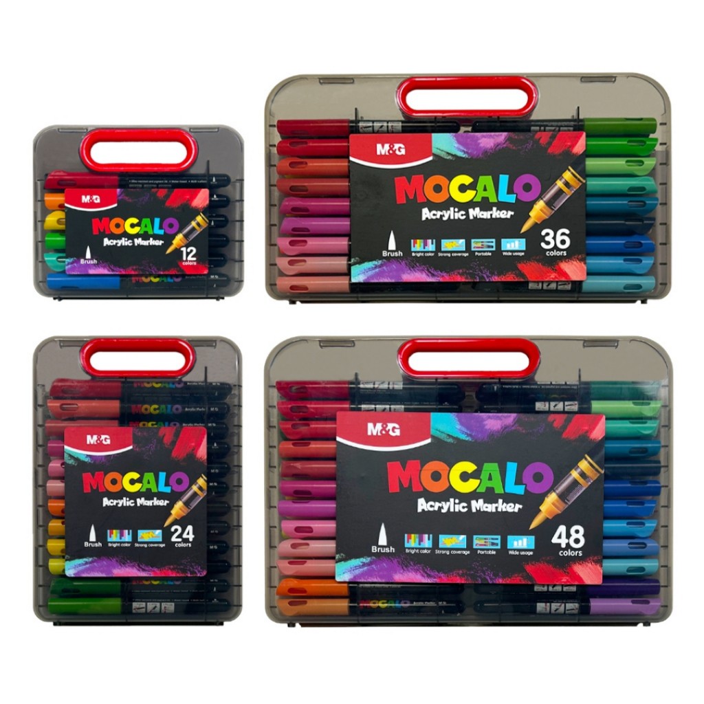 MOCALO M&G ชุดปากกาอะคริลิค Acrylic Marker Set รุ่น APMT80G3 หัวพู่กัน