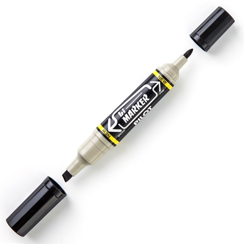 (1กล่อง/12ด้าม) PILOT ปากกามาร์คเกอร์ 2 หัว น้ำเงิน ดำ แดง Permanent Marker Bi-Marker