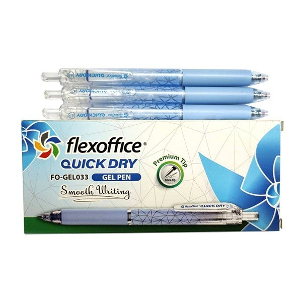 (กล่อง10ด้าม) Flexoffice Quick Dry FO-GEL033 ปากกาเจล ขนาด 0.5 มม