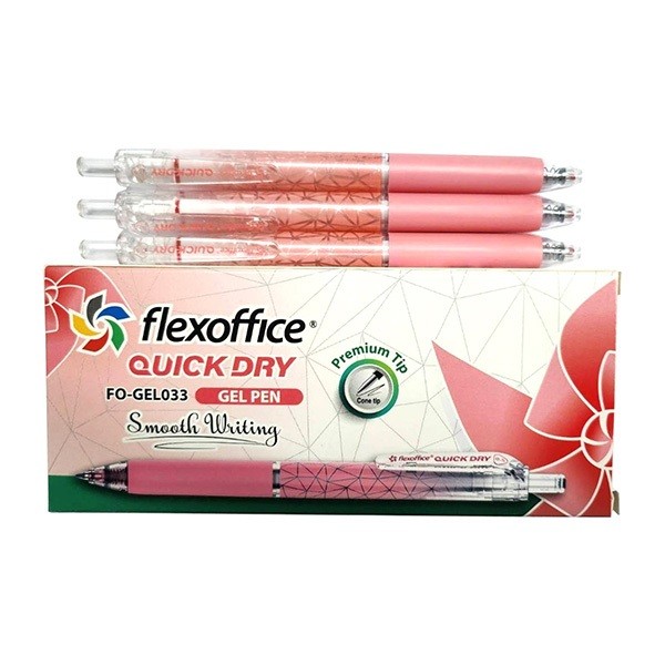 (กล่อง10ด้าม) Flexoffice Quick Dry FO-GEL033 ปากกาเจล ขนาด 0.5 มม