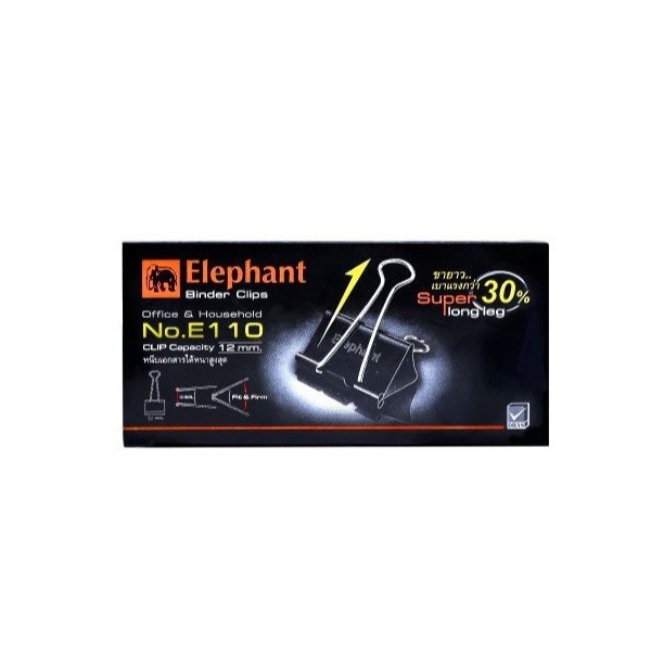elephant Binder Clip No.E110 32 มม. 12 ตัว/กล่อง